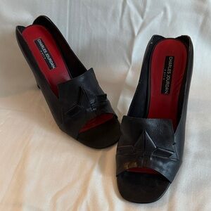 Charles Jourdan Black Peep-Toe Heels